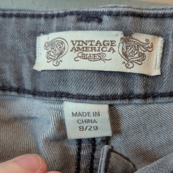 Vintage America Light Gray Boho Skinny Lightweight Denim Jeans Size 8/29 - Picture 3 of 8